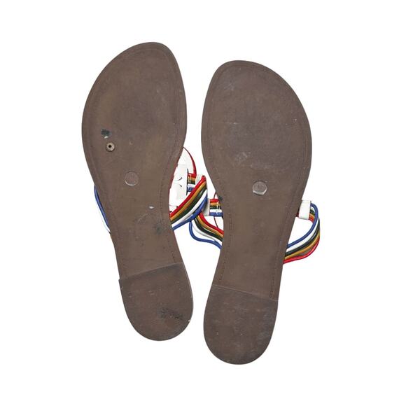 Tory Burch Mignon Miller Ivory Rainbow Leather Logo Thong Flat Sandals Size 9 - Picture 5 of 5